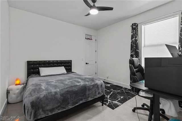 bedroom featuring ceiling fan