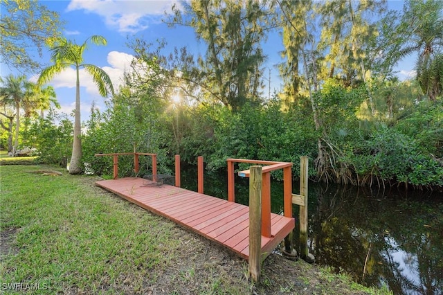 view of yard with a water view