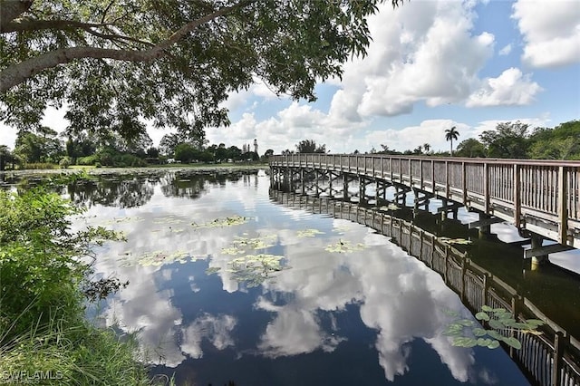 view of dock featuring a water view