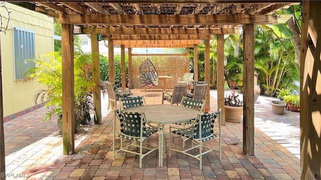 view of patio / terrace featuring a pergola