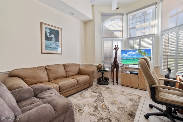 office featuring light tile patterned flooring