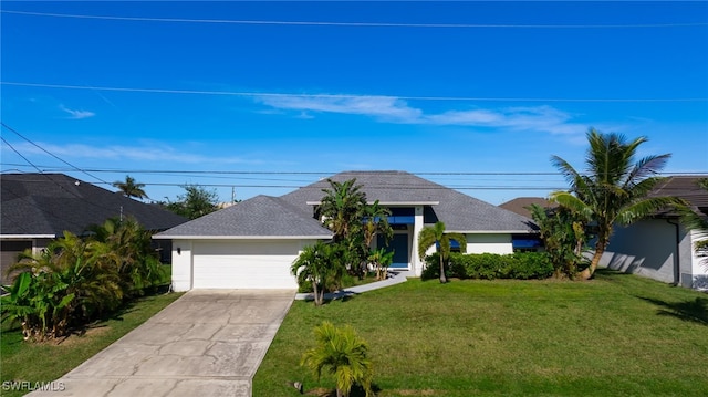 view of front of home featuring a garage and a front yard