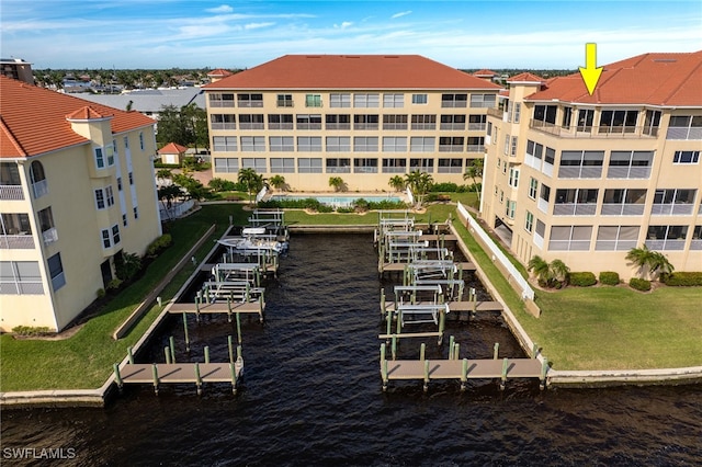 view of property with a water view