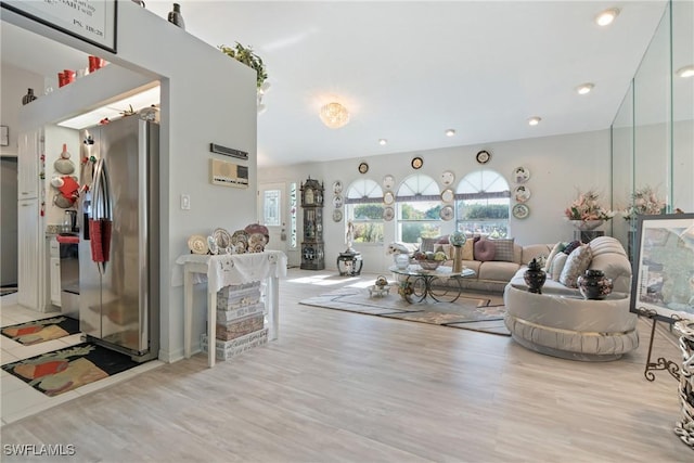 living room featuring light wood-type flooring