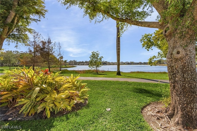 view of yard featuring a water view