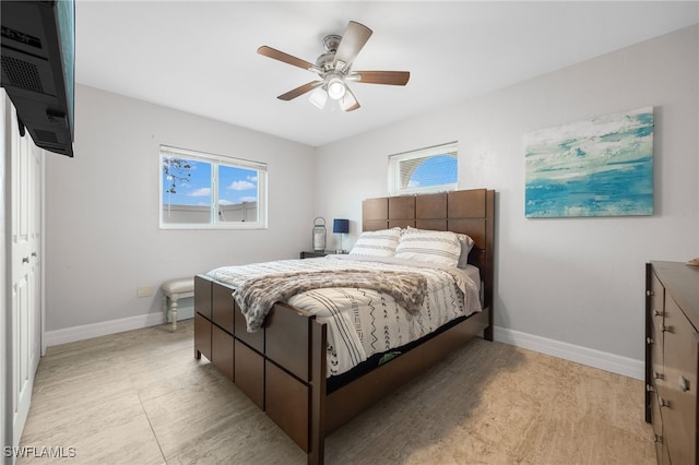 bedroom with a closet and ceiling fan