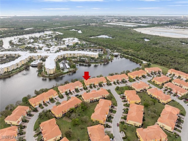 bird's eye view featuring a water view