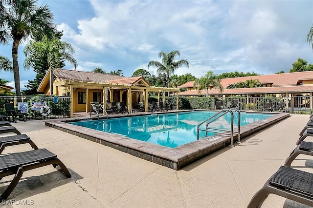 view of pool featuring a patio