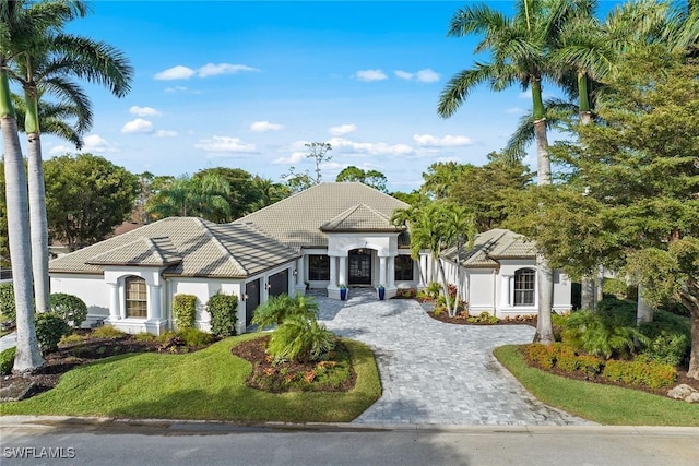 view of front of home with a front yard