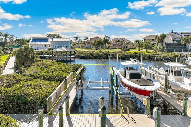 dock area featuring a water view