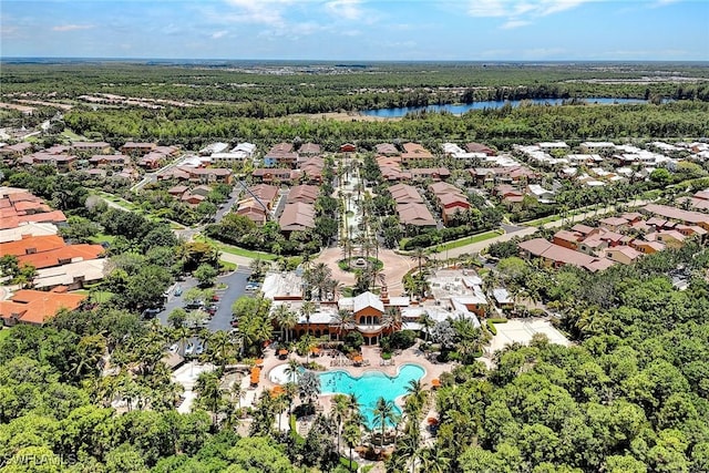 bird's eye view featuring a water view