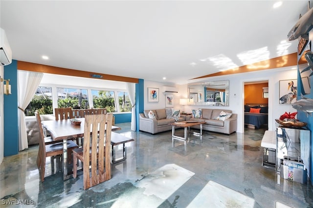 dining area with a wall mounted air conditioner