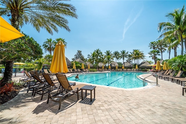 view of pool with a patio