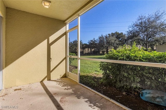 view of unfurnished sunroom