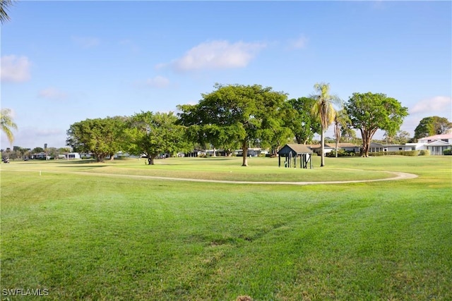 view of home's community with a lawn