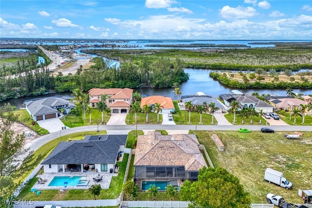 bird's eye view featuring a water view