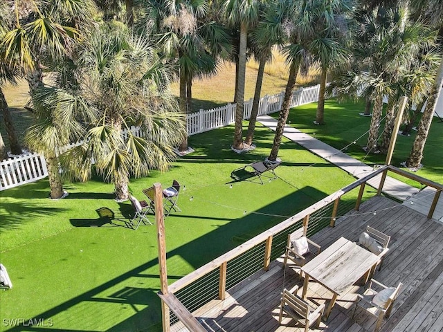 view of home's community featuring a yard and a deck