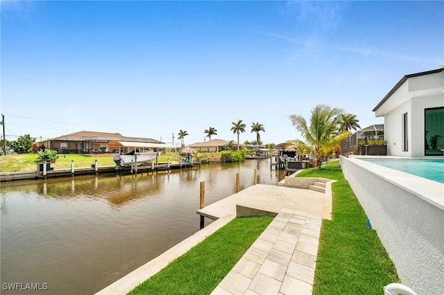 dock area featuring a water view