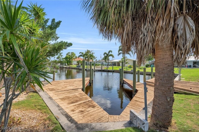 view of dock featuring a water view