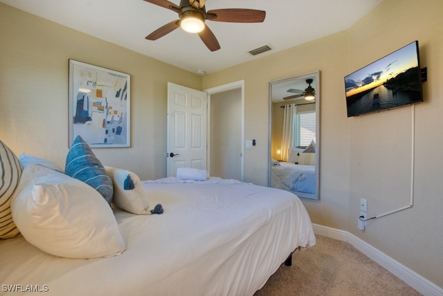 bedroom with carpet and ceiling fan