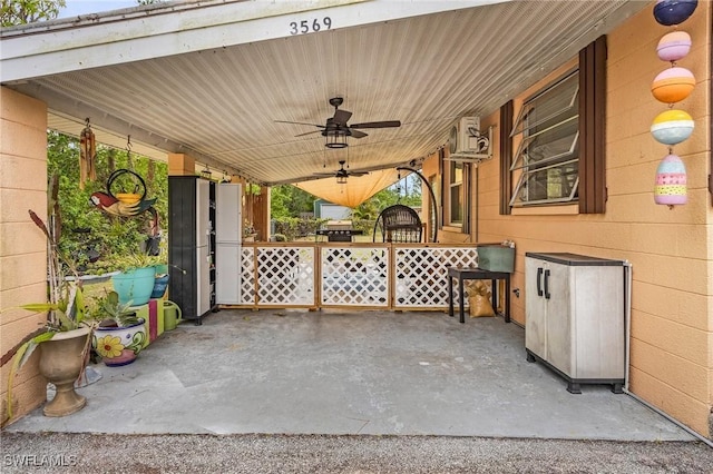 view of patio / terrace featuring ceiling fan