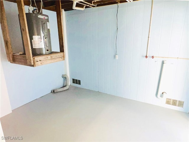 basement with electric water heater