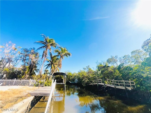 view of dock featuring a water view