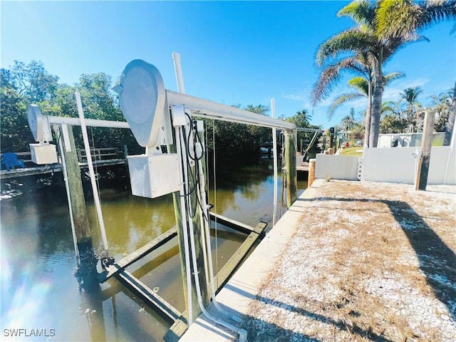 dock area with a water view