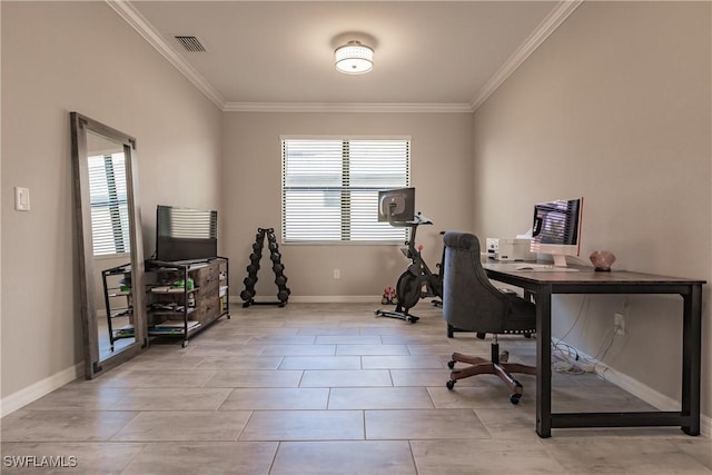 office featuring crown molding