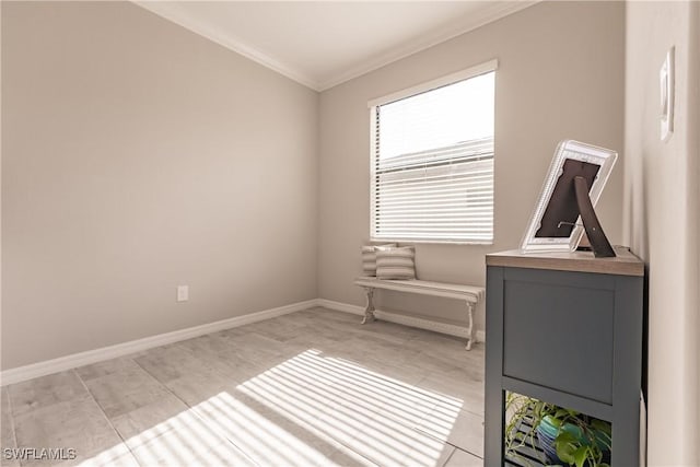 interior space with ornamental molding