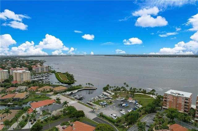 bird's eye view featuring a water view