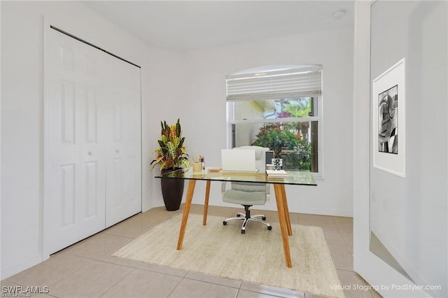 office with tile patterned floors