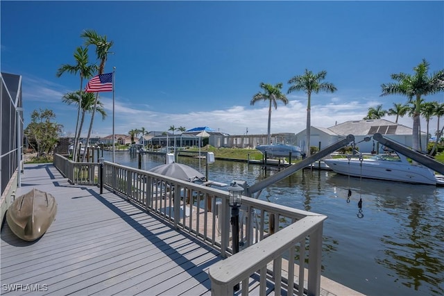 dock area featuring a water view