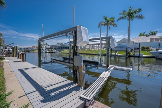 view of dock featuring a water view