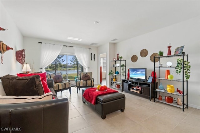 view of tiled living room