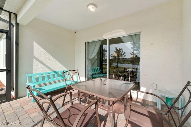 balcony with a patio area