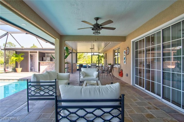 view of patio / terrace with outdoor lounge area and ceiling fan