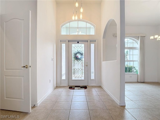 view of tiled entrance foyer