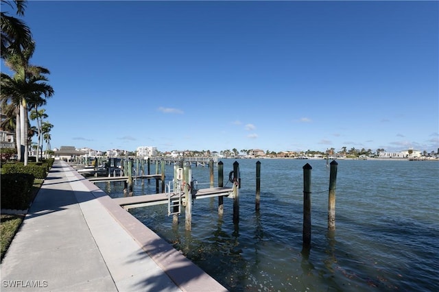 view of dock featuring a water view