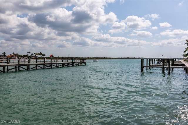 dock area featuring a water view