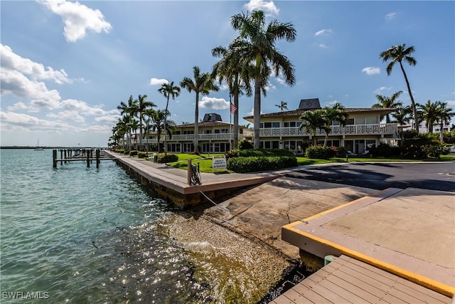 view of dock featuring a water view