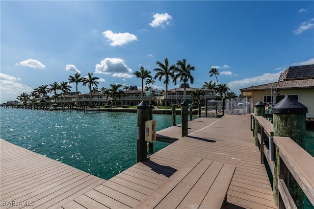 view of dock featuring a water view