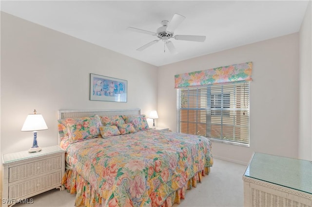 bedroom with carpet flooring and ceiling fan