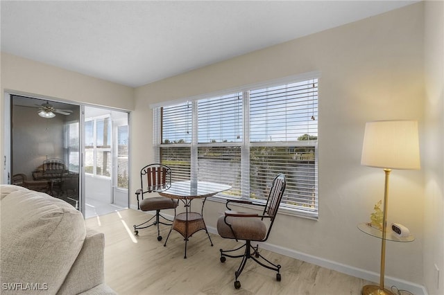 dining area with light hardwood / wood-style flooring