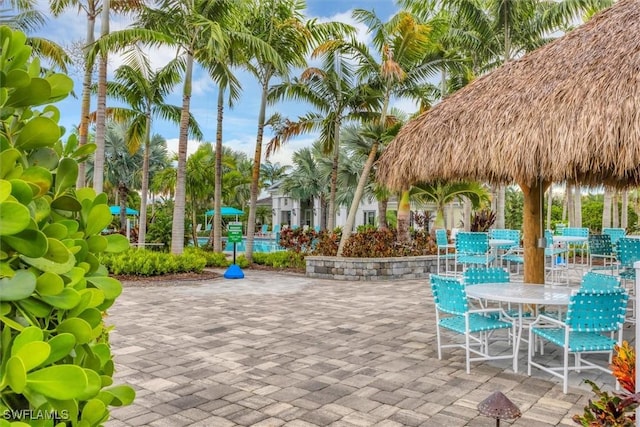 surrounding community featuring a gazebo and a patio