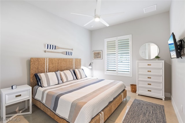 bedroom featuring ceiling fan