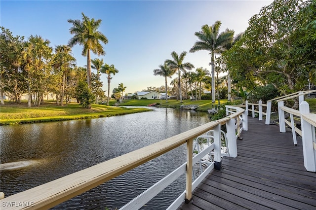 dock area featuring a water view