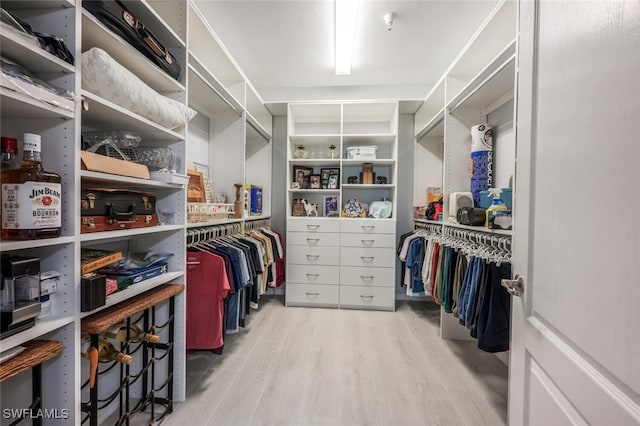 walk in closet featuring light hardwood / wood-style floors