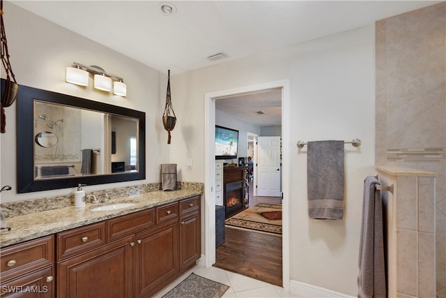 bathroom featuring vanity and tile patterned floors