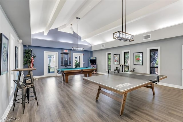 5960 Grey Fox Run, Fort Myers, FL 33912 - game room featuring baseboards, wood finished floors, and billiards